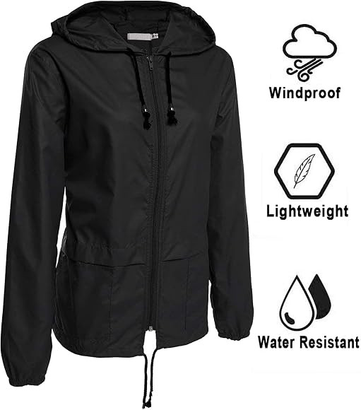 Avoogue Raincoat Women Lightweight Waterproof Rain Jackets Packable Outdoor Hooded Windbreaker | Amazon (US)
