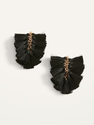 Gold-Toned Black Tassel Earrings for Women | Old Navy (CA)