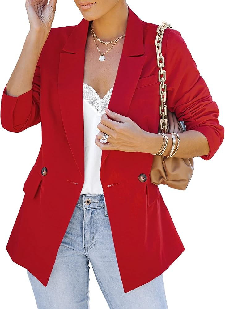 Blazer Jackets for Women Business Casual Outfits Work Office Blazers Lightweight Dressy Suits wit... | Amazon (US)