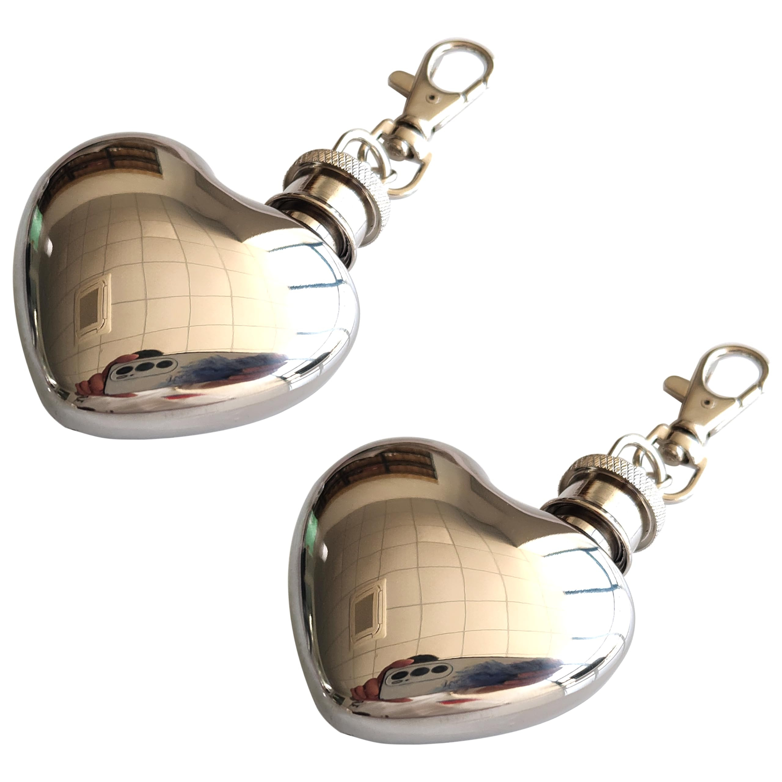 Heart Shaped 1 Oz Keychain Flask Mirror Polished Mini Hip Flask 304 Stainless Steel Snuff Bottle ... | Amazon (US)