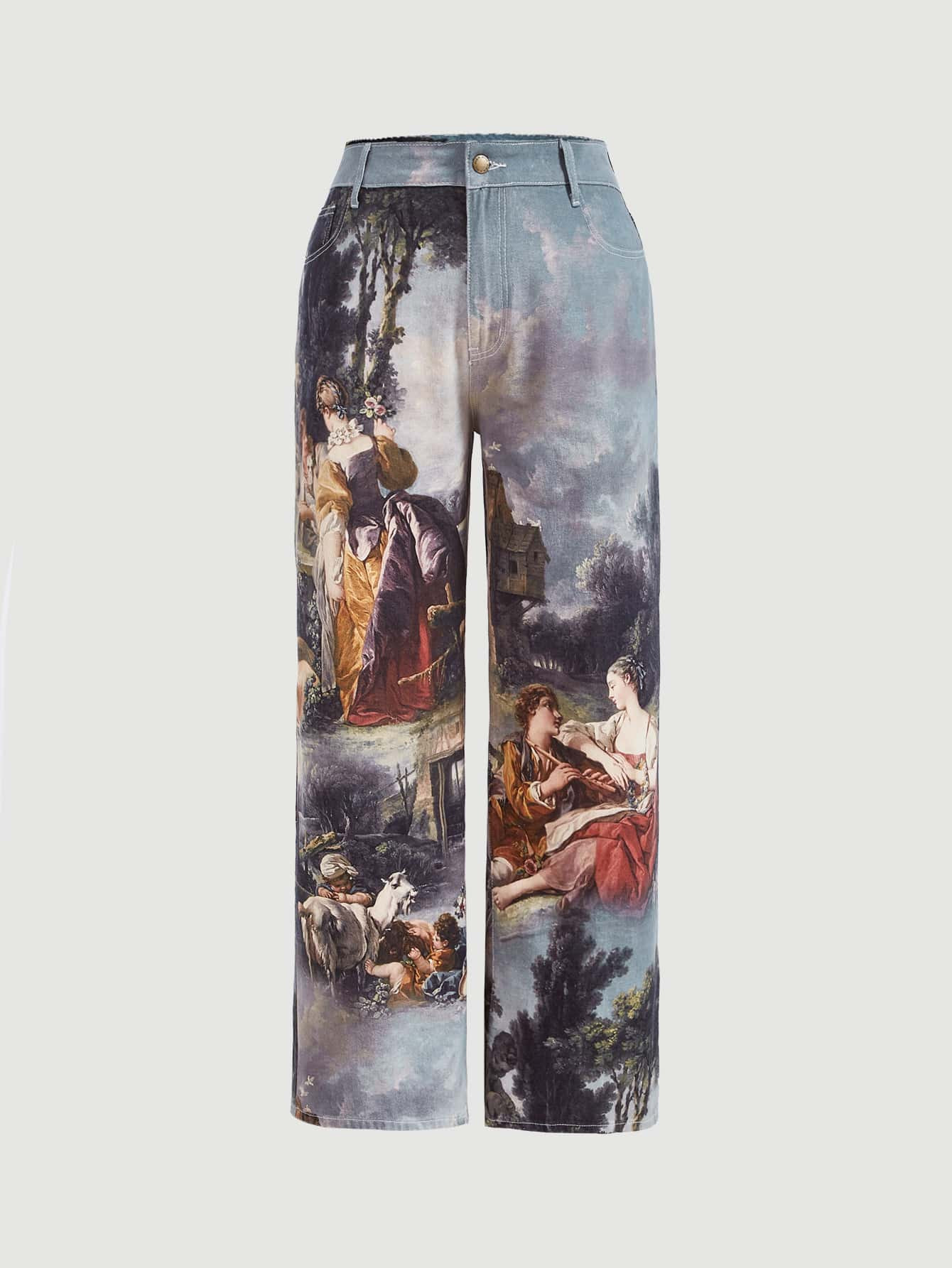 SHEIN Plus Figure Graphic Straight Leg Jeans | SHEIN