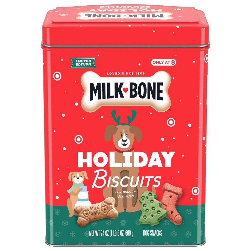 Milk-Bone Holiday Tin with Original Beef Holiday Biscuits Dog Treats - 24oz | Target