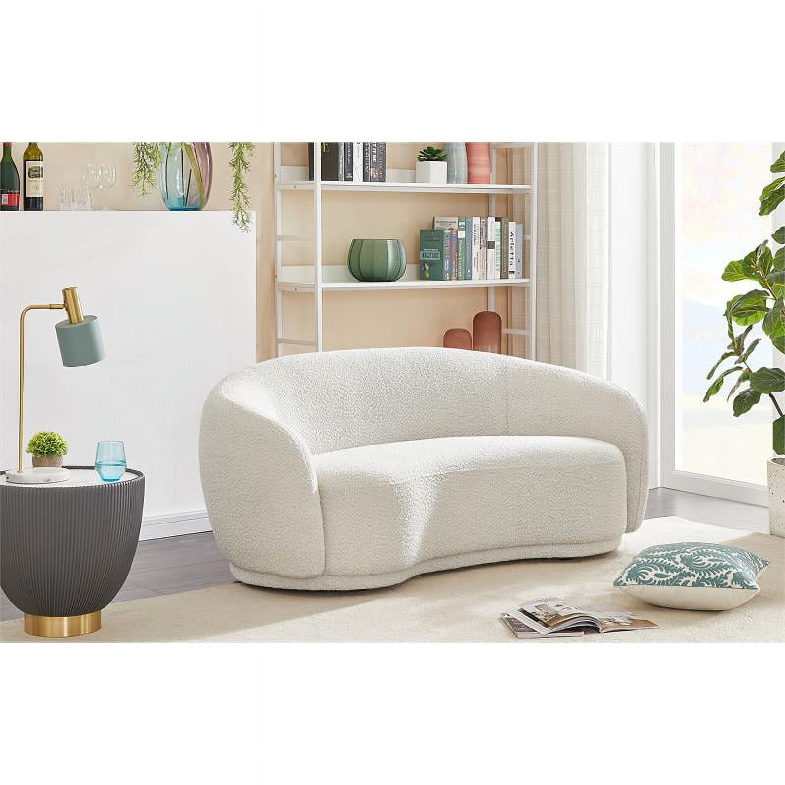 Meridian Furniture Hyde Cream Boucle Fabric Loveseat | Walmart (US)