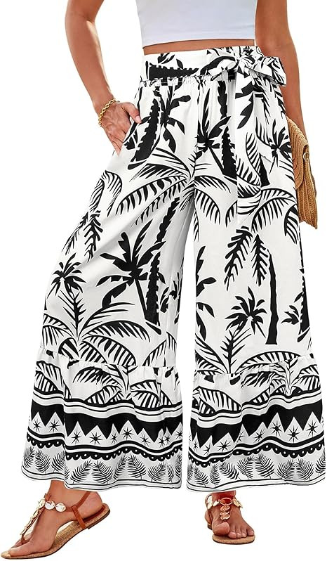 GRACE KARIN Women's 2026 Summer Wide Leg Palazzo Pants Elastic High Waisted Boho Casual Flowy Bea... | Amazon (US)