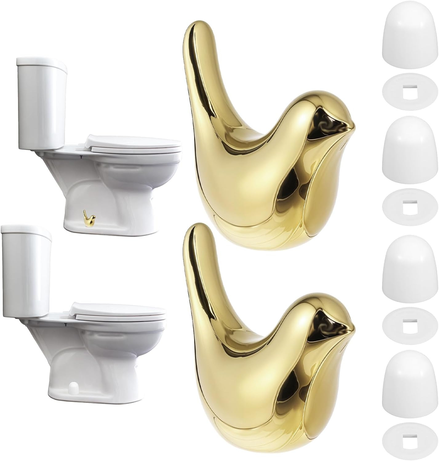 6pcs Decorative Toilet Bolt Caps Universal Ceramic Gold Bird Toilet Bolt Covers Toilets Screw Cov... | Amazon (US)