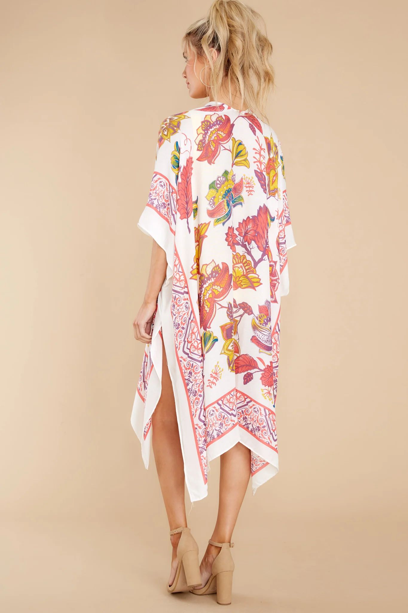 Catching Glances White And Pink Multi Cover Up | Red Dress 