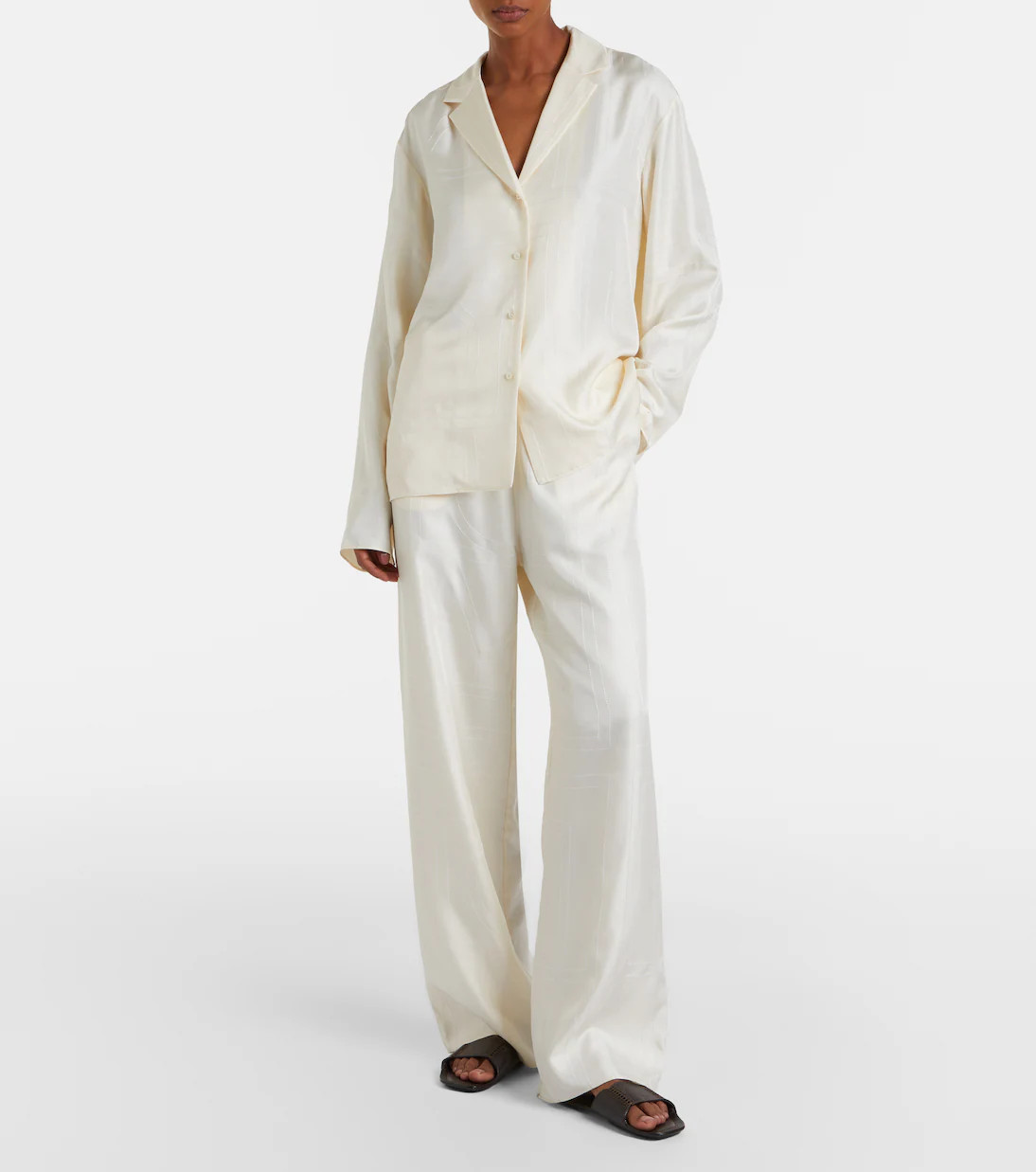 Embroidered silk satin pajama pants | Mytheresa (US/CA)