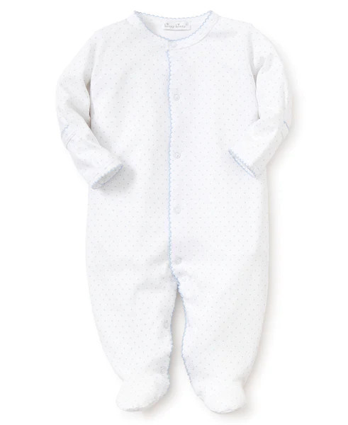 White/Blue New Kissy Dots Print Footie | Kissy Kissy