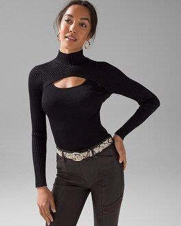 Long Sleeve Cutout Turtleneck Sweater | White House Black Market