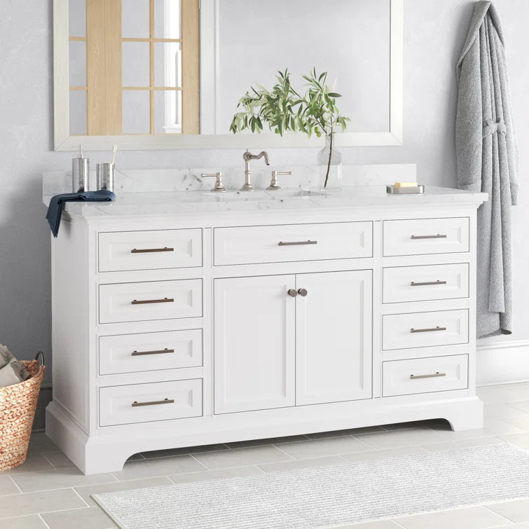 Currahee 60'' Free-standing Single Bathroom Vanity with Engineered Stone Vanity Top | Wayfair North America