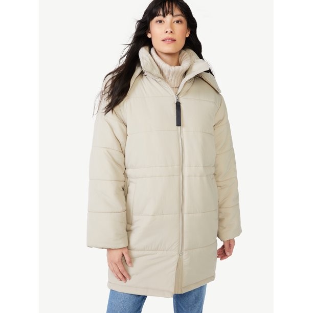 Free Assembly Women's Long Puffer Coat - Walmart.com | Walmart (US)