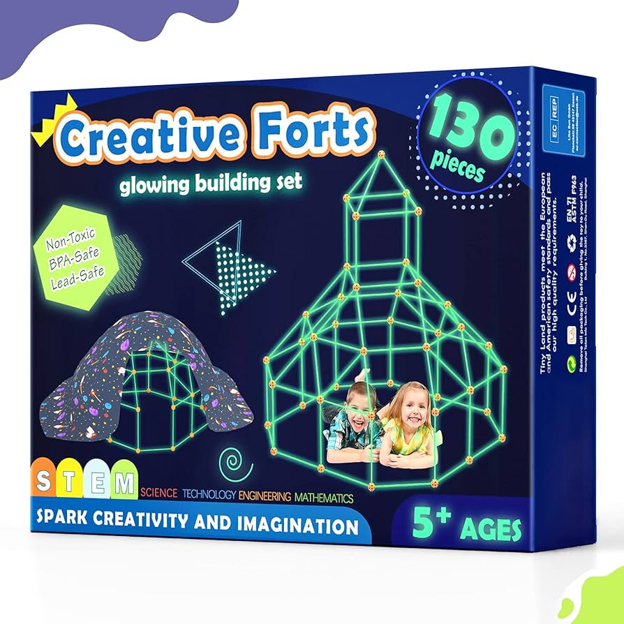 Amazon.com: Fort-Building-Kit-for-Kids-130 Pcs -Glow in The Dark Kids Fort- Creative Fort Buildin... | Amazon (US)