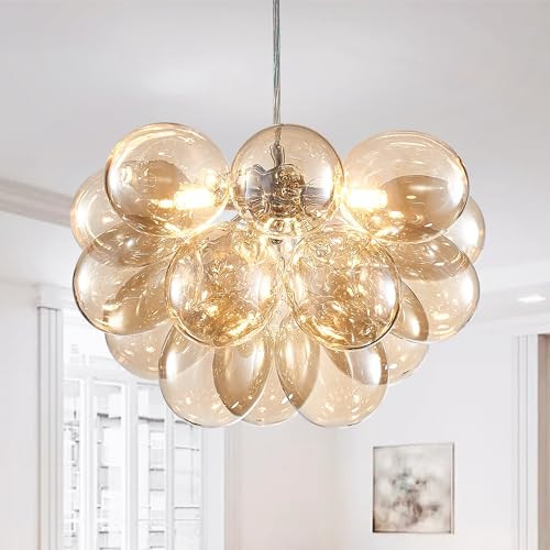 BeyPan Amber Glass Goble Bubble Pendant Lights 3-Light Balloon Ball Kids Chandeliers Cartoon Modern Ceiling Light Fixture for Living Room Dining Room Bedroom 16"" Dia x 12"" High, LR1556-3LIGHT | Amazon (CA)