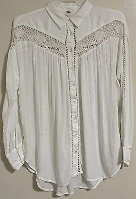 Free People Button Down Shirt Women’s Size Medium Long Sleeve Rayon | eBay US