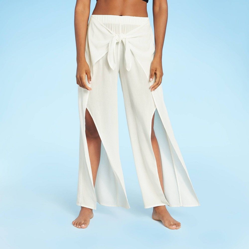 Women's Tie Waist Beach Cover Up Pants - Kona Sol White XL | Target