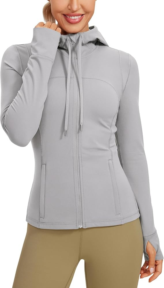CRZ YOGA Butterluxe Womens Hooded Workout Jacket - Zip Up Athletic Running Jacket with Back Mesh ... | Amazon (US)