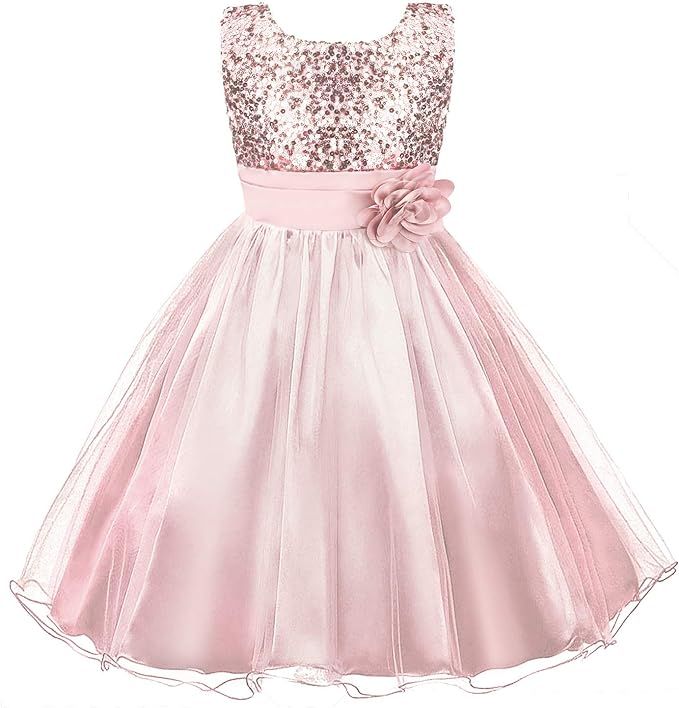 Acecharming Girls Dresses Sequin Flower Girls Party Dress Bridesmaid Ball Gown Wedding Tulle 3-10... | Amazon (US)