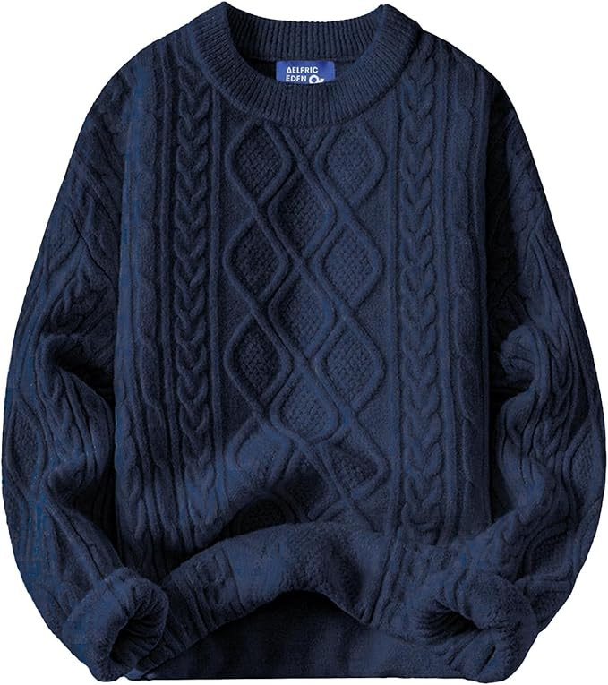 Aelfric Eden Oversized Sweater 90s Vintage Cable Knit Long Sleeve Women Heavy Crewneck Pullover | Amazon (US)