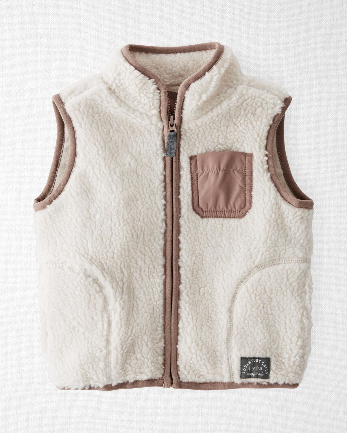 Toasted Wheat Baby Recycled Sherpa Vest | carters.com | Carter's