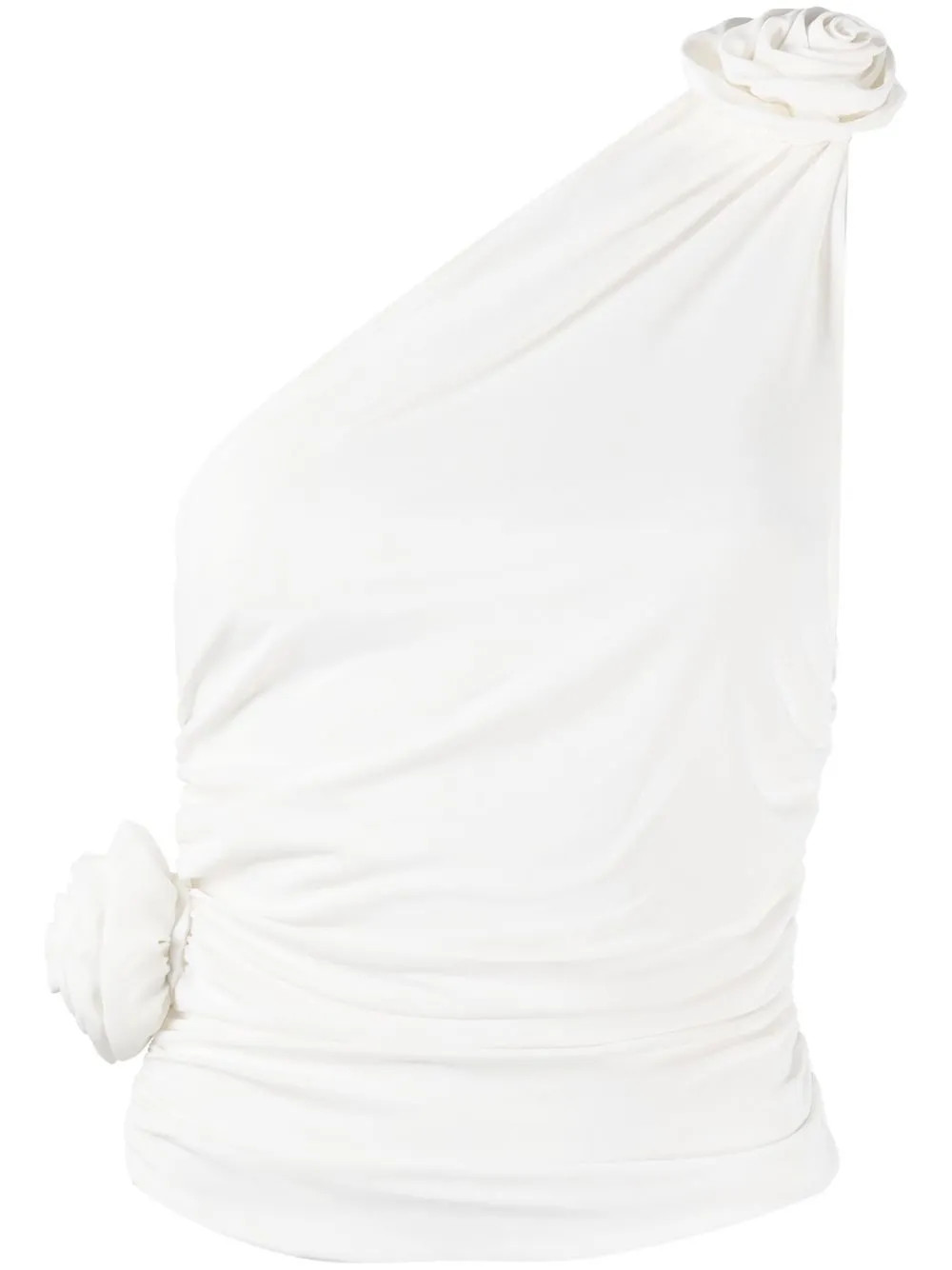 Magda Butrym rose-appliqué one-shoulder Top - Farfetch | Farfetch Global