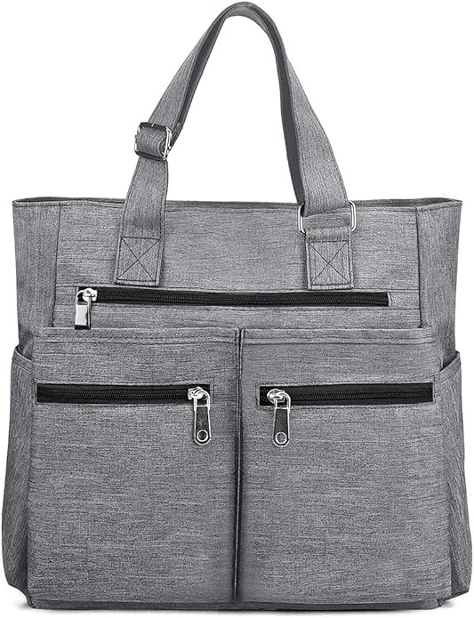 Canvas Tote Bag Waterproof Nylon Multi Pocket Shoulder Bags Laptop Work Bag Teacher Purse and Han... | Amazon (US)