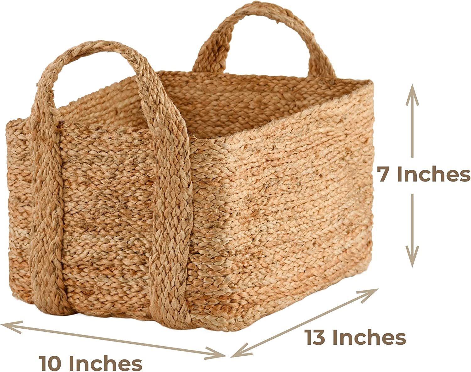 GooBloo Woven Basket 100% Jute - 10” x 7” - Set of 2- Storage Basket for Living Room, Toys, S... | Amazon (US)