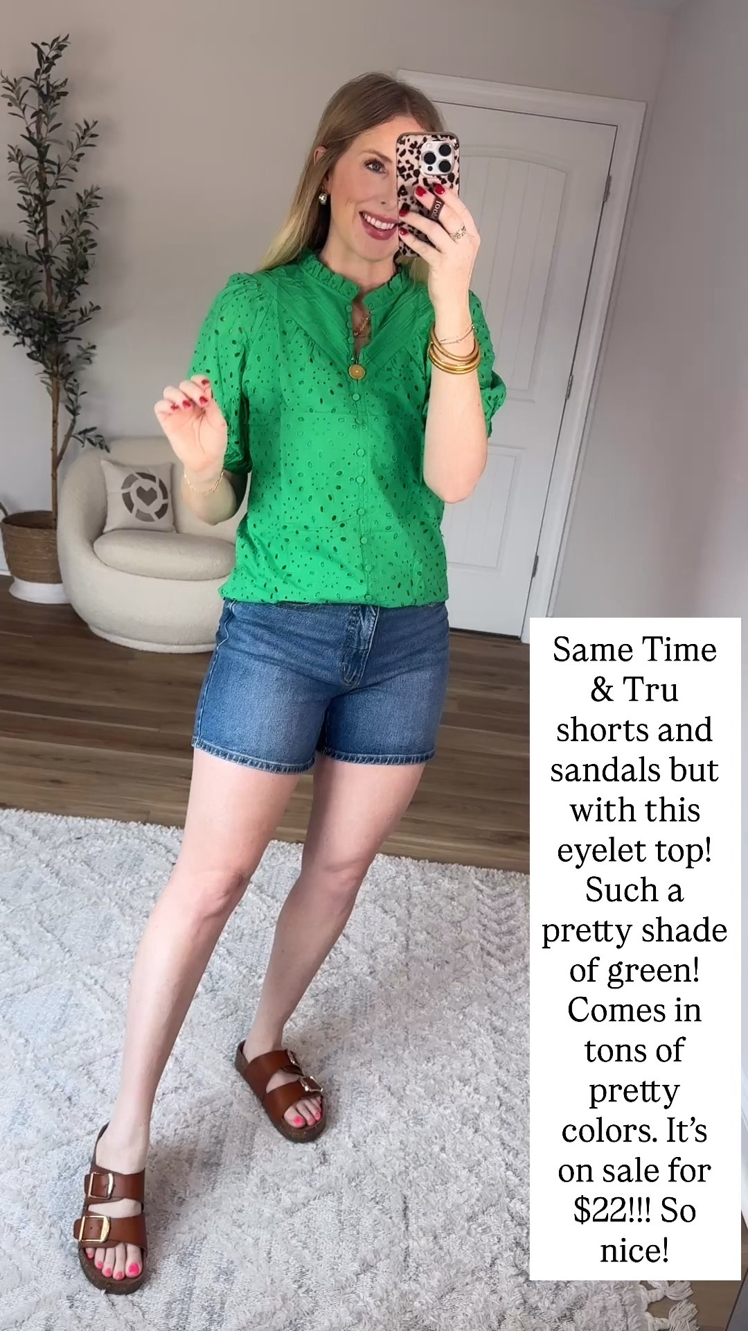 Walmart try on, green eyelet top, time and tru jean shorts 

#LTKootd #LTKmomlife