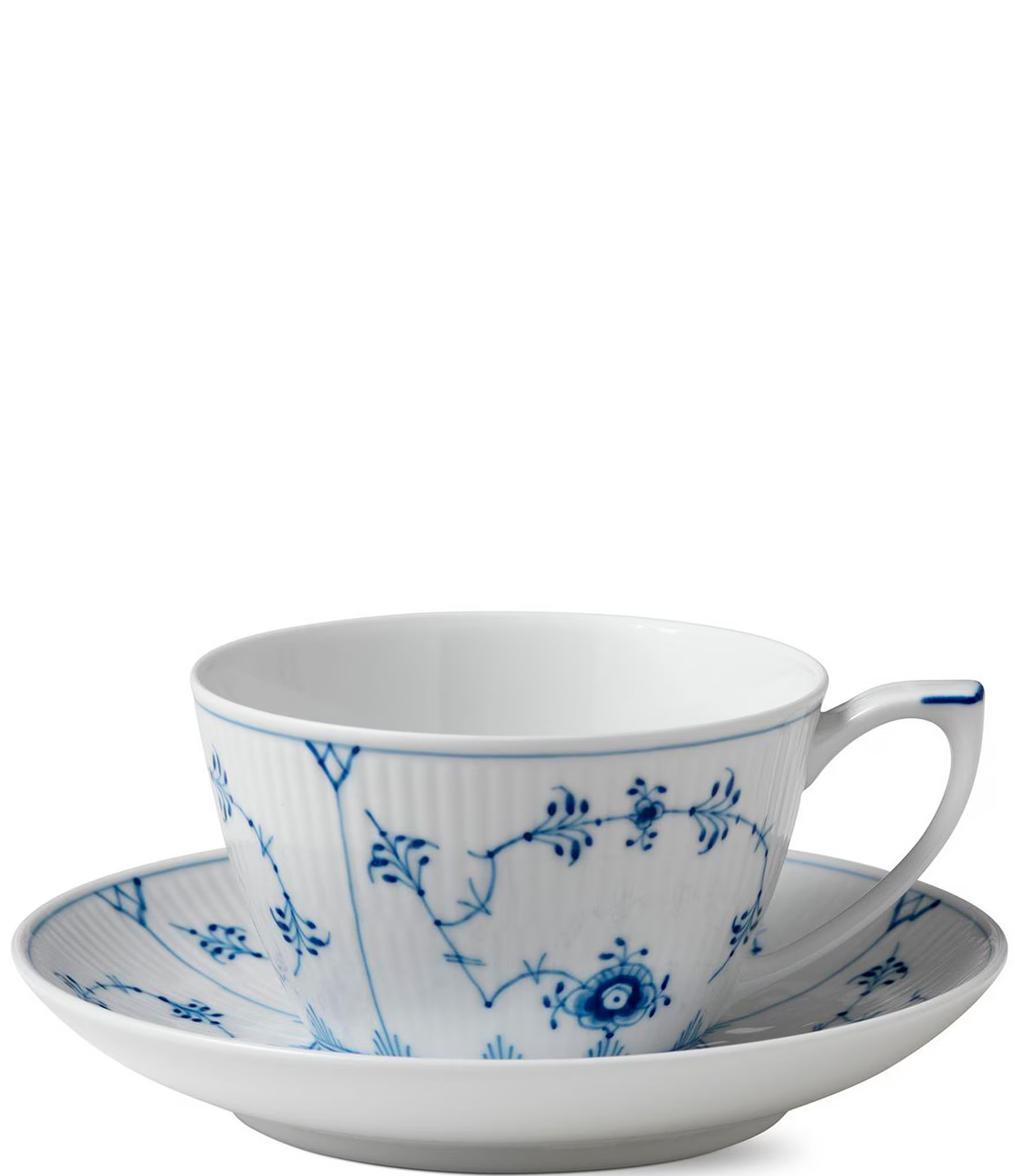 Royal Copenhagen Blue Fluted Plain Floral Pattern Porcelain Teacup & Saucer | Dillard's | Dillard's