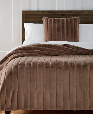 Hotel Collection Channeled Faux Fur Blanket, King, Created for Macy's - Macy's | Macy's