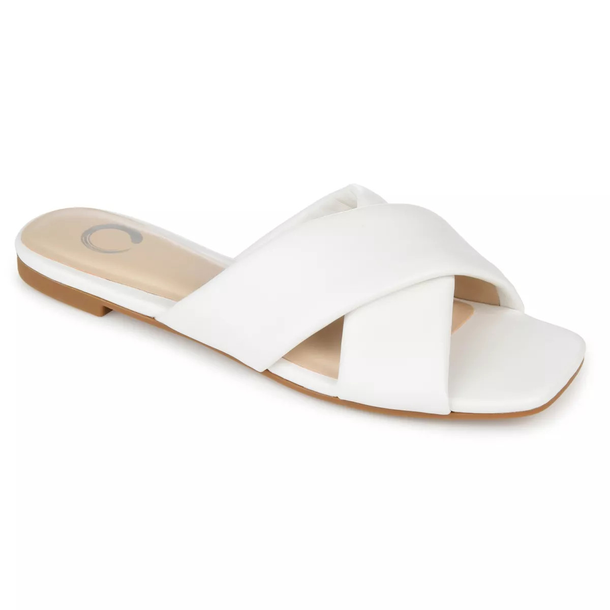 Journee Collection Womens Carlotta Slide Flat Sandals White 10 | Target