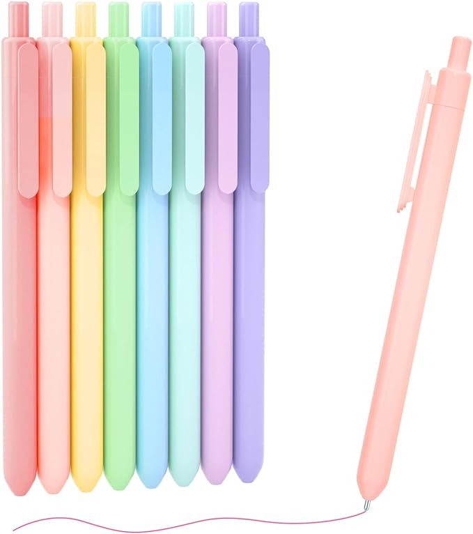 Shuttle Art Colored Retractable Gel Pens, 8 Pastel Ink Colors, Cute Pens 0.7mm Fine Point Quick D... | Amazon (US)