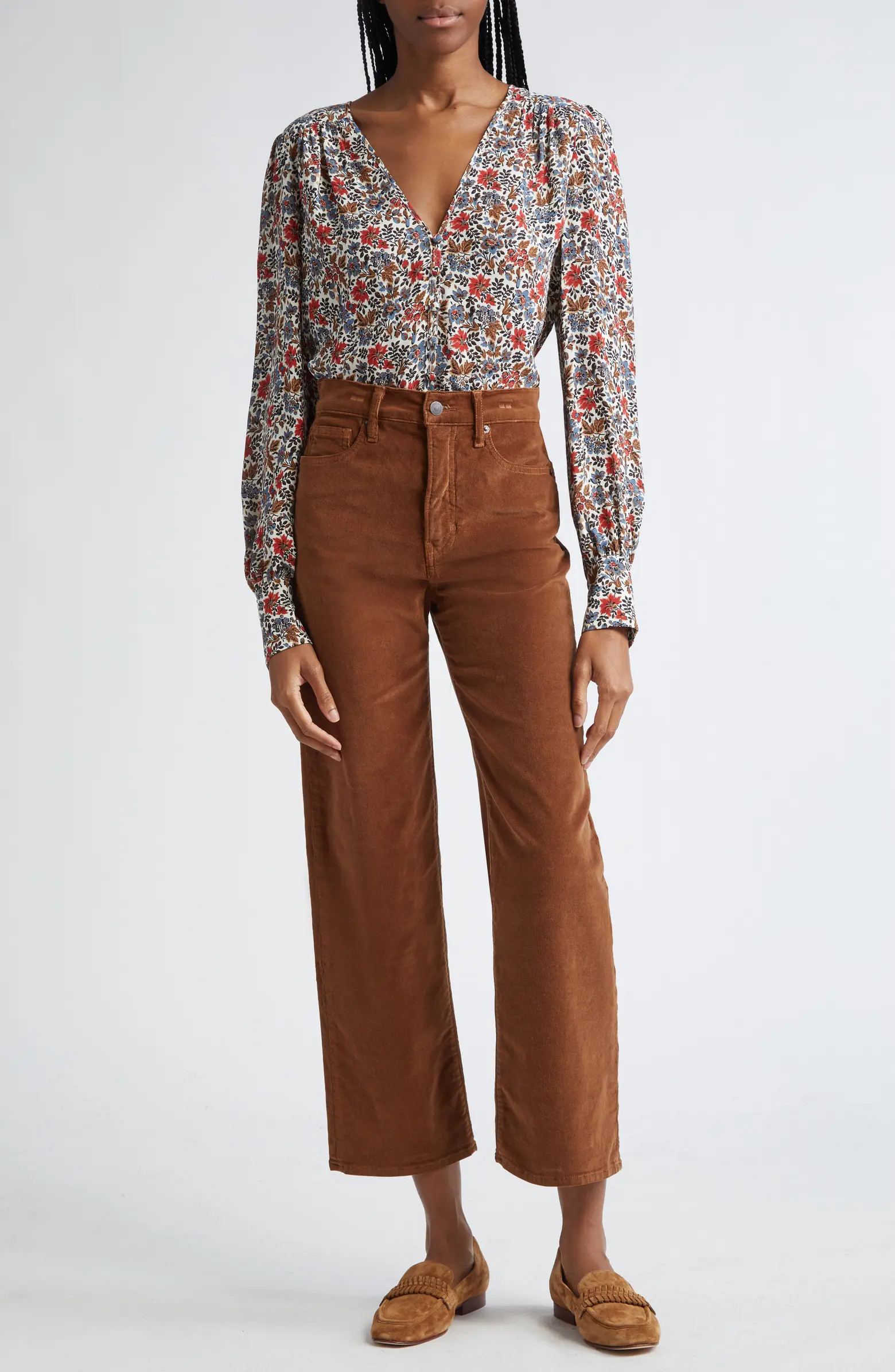 Veronica Beard Crosbie High Waist Wide Straight Leg Corduroy Pants | Nordstrom | Nordstrom