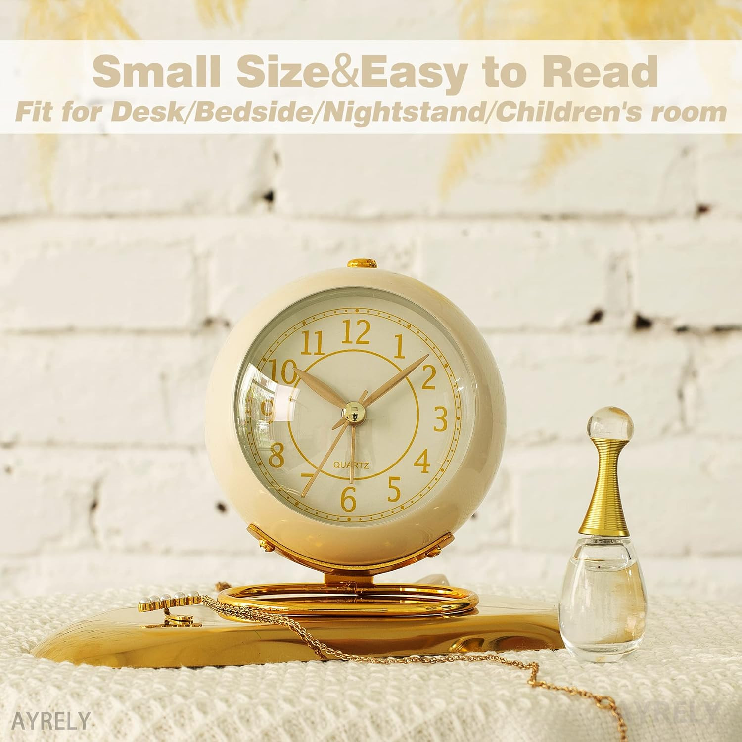 AYRELY® Battery Operated Desk Alarm Clock with Light,Silent No Ticking,Small Table Clock for Bed... | Amazon (US)