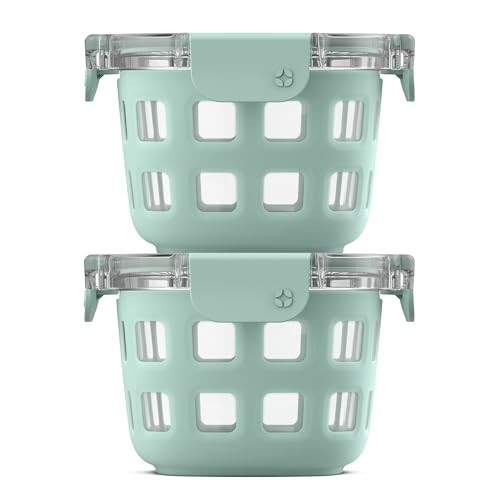 Ello Duraglass 2-Pack 2 Cup Reusable Glass Container Jar with Leak Proof Lids and Protective Silicone Sleeves | Perfect for Overnight Oats, Snacks, Yogurt | BPA-Free | Dishwasher Safe | Yucca | Amazon (US)