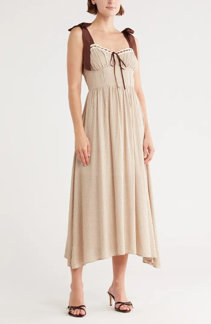Blu Pepper Gingham Tie Strap Fit & Flare Sundress | Nordstromrack | Nordstrom Rack
