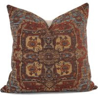 Turkish Throw Pillow Cover, Boho Brown, Blue, Paprika Chenille Pillows, Moroccan Medallion Design Pillows, 20x20, Farmhouse Pillow | Etsy (US)