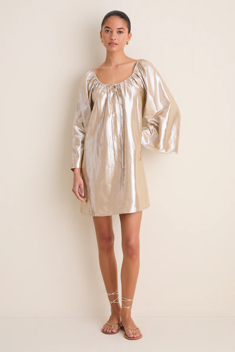 Gold Metallic Claudine Mini Dress | Tuckernuck (US)