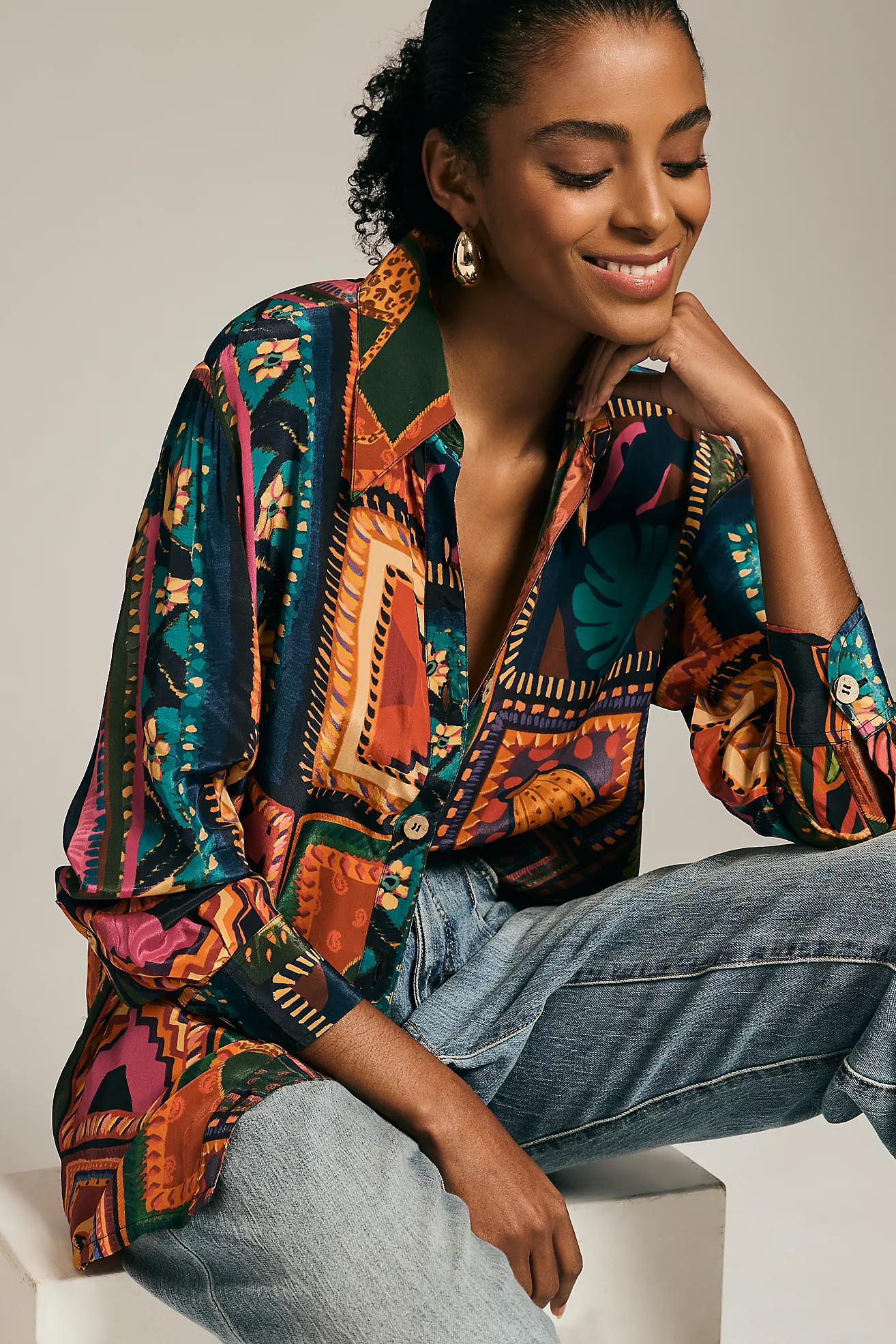 Farm Rio Classic Buttondown Shirt | Anthropologie (US)