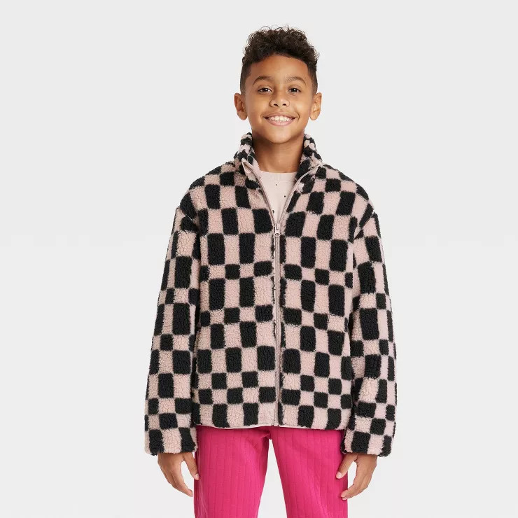 Kids' Checkered Polar Fleece Zip-Up Jacket - Cat & Jack™ | Target