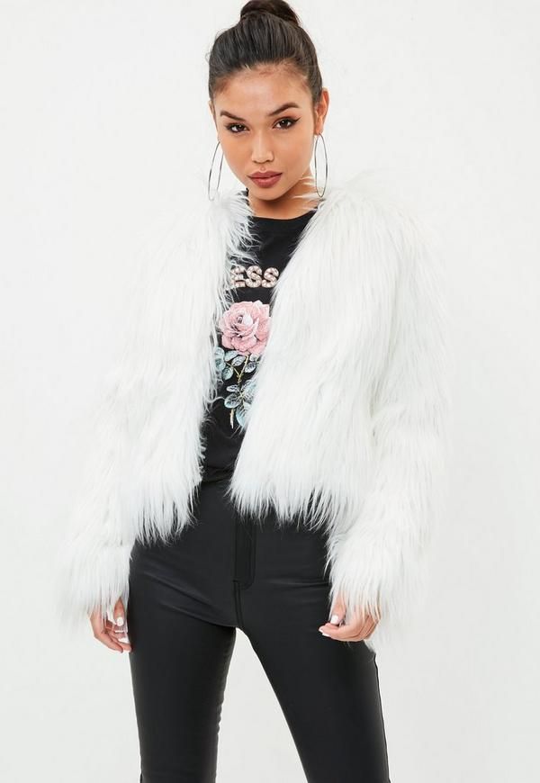 White Shaggy Faux Fur Coat | Missguided (US & CA)