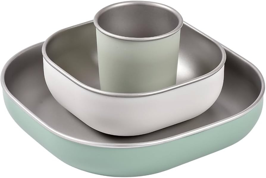BEABA Stainless Steel Meal Set | Microwave and Oven Safe | Baby Plates Baby Bowls and Cup with An... | Amazon (US)
