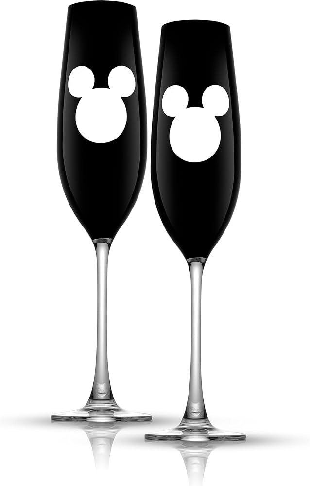 JoyJolt Disney Luxury Mickey Mouse Champagne Flutes Glass, European Crystal Wine Glasses Set of 2... | Amazon (US)