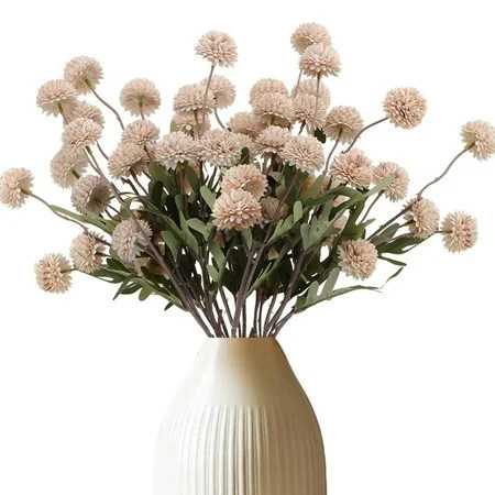 Topboutique 6 Pcs Faux Silk Pompon Mum Artificial Flowers Fake Flower Artificial Dandelion Flower Ball Branch Pompon Small Chrysanthemums for Wedding Shower Filler DIY Bouquet,Beige | Walmart (US)