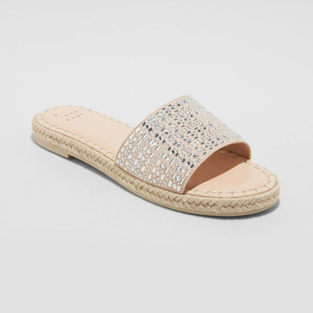 Women's Kenna Embellished Espadrille Sandals - A New Day Tan 6.5 | Target