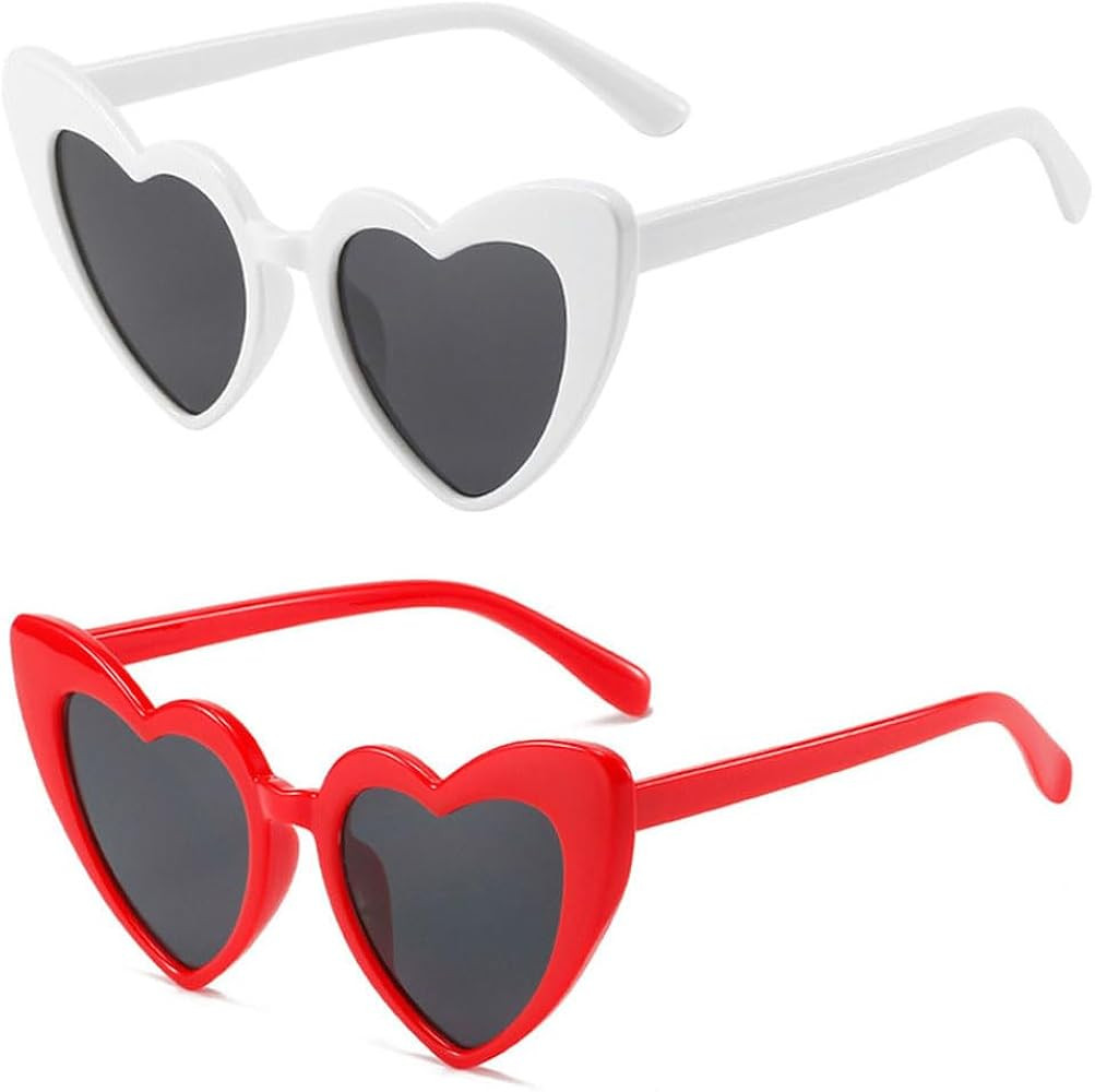 YooThink Love Heart Shaped Sunglasses for Women,Vintage Cat Eye Mod Style Retro Glasses | Amazon (US)