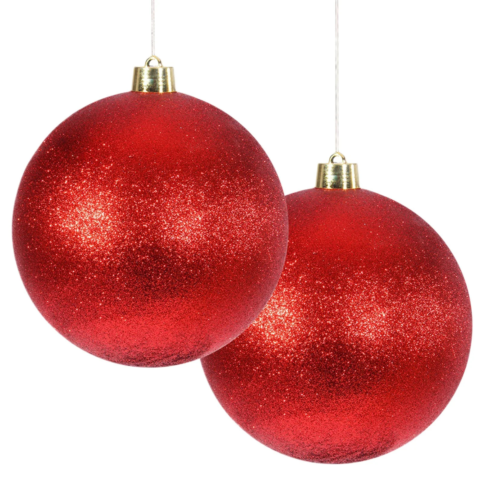 Red Glitter 6" (150mm) Ornament, Commercial Grade Indoor Outdoor Shatterproof Plastic Water Resis... | Walmart (US)