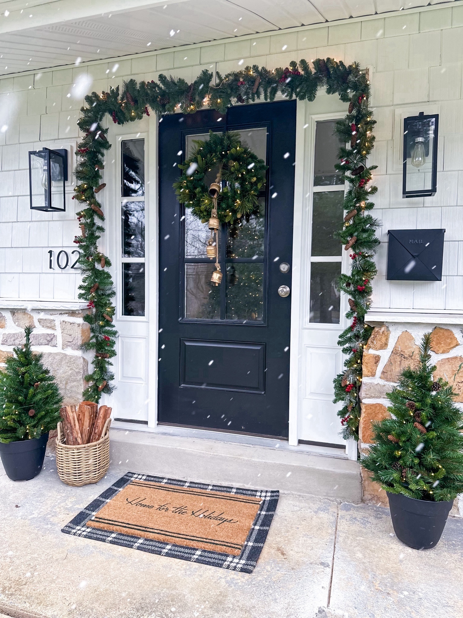 Holiday Front  Porch Decor

#frontporch #christmasporch #christmasdecor #porch #porchdecor #doormat #christmasdoor #holidaydecor #holidaydecorating #holidayideas #curbappeal #doordecor #holidaydoor #wreath #garland #pinetrees #holidaydoor #frontdoordecor #lightedtrees #lightedgarland #lightedwreath #holidaybells #hangingbells


#LTKSeasonal #LTKsalealert #LTKhome