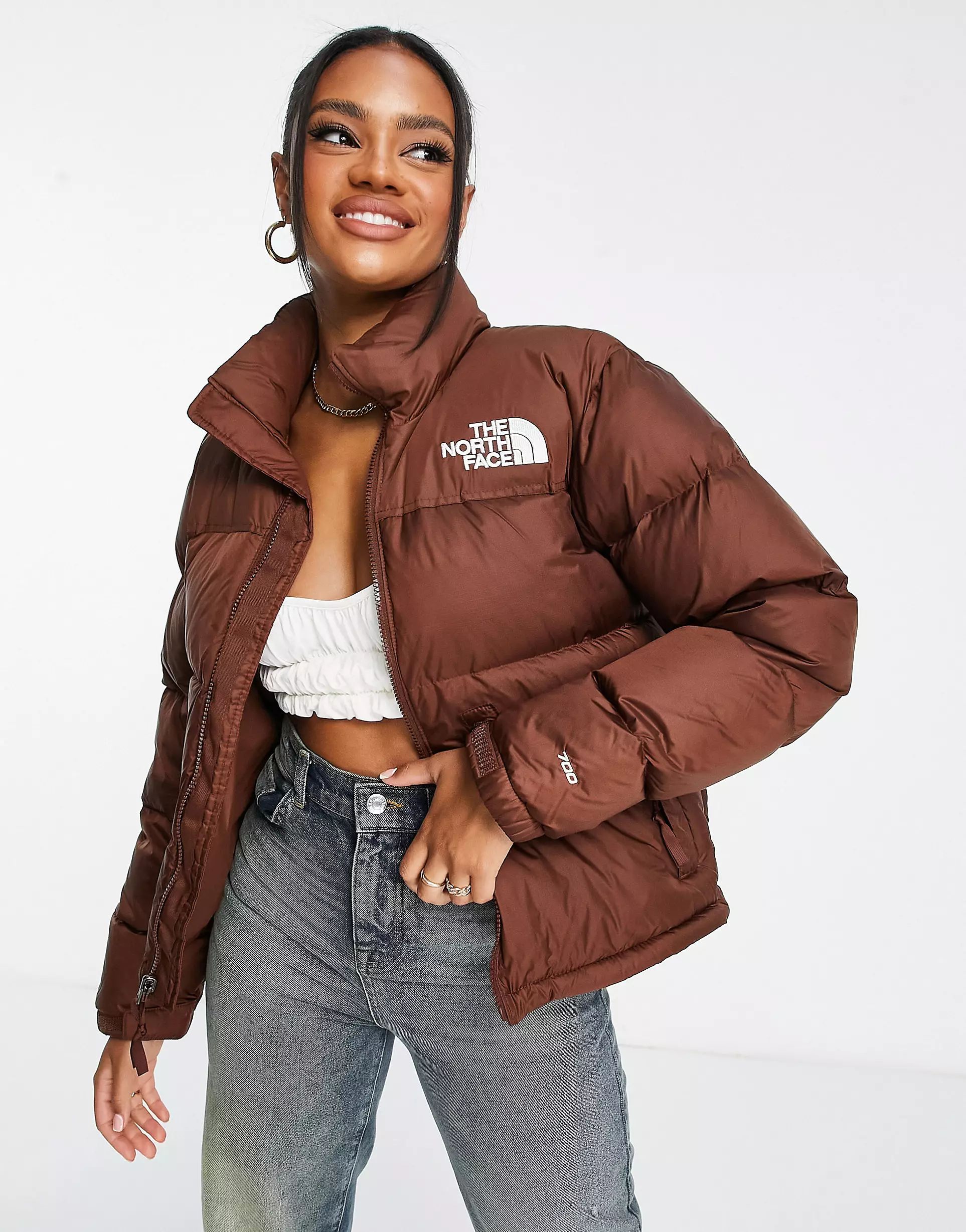 The North Face 1996 Retro Nuptse down puffer jacket in brown | ASOS (Global)