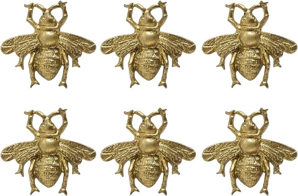 SOFFEE DESIGN Set of 6 Vintage Gold Zinc Cabinet Knobs, Decorative Metal Bee Shape Knobs Pull Han... | Amazon (US)