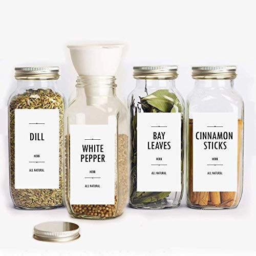 100 Minimalist Spice Labels, Modern Kitchen Storage Label, Printed pantry stickers + 3 Blanks to ... | Amazon (US)